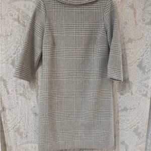 Sail to Sable Gray Plaid Long Sleeve Dress